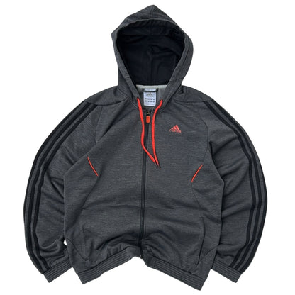 Adidas Dark Grey x Neon Details Full Zip Hooded Jacket