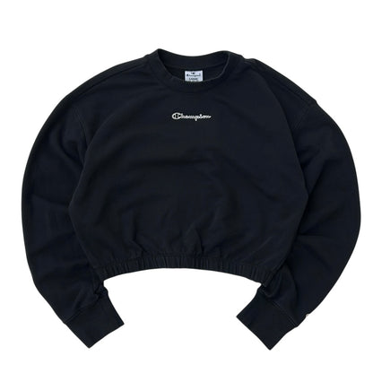 Cropped Champion Black Long Sleeve Sweatshirt