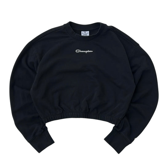 Cropped Champion Black Long Sleeve Sweatshirt