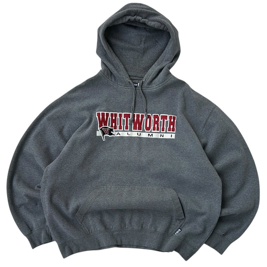 Whitworth College Style Grey Hoodie With Embroidered Logo