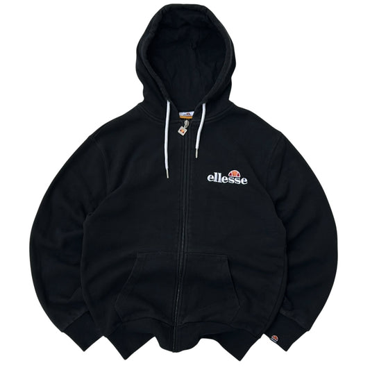 Ellesse Black Hooded Embroidered Logo Jacket