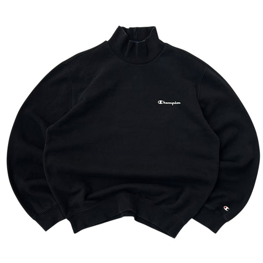 Champion Black Logo Turtleneck Sweatshirt