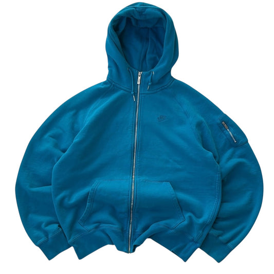 Nike Blue Embroidered Logo Hooded Full Zip Jacket