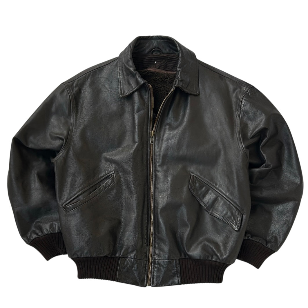 Vintage SCHOTT American Leather Jacket With Dark Brown Fuzzy Inside