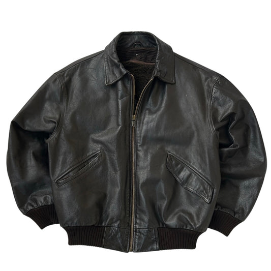 Vintage SCHOTT American Leather Jacket With Dark Brown Fuzzy Inside