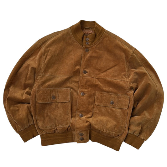 Taba Vintage Suede Button Up Bomber Jacket