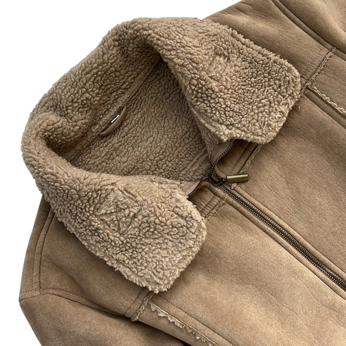 Sherpa Style Zip Up Jacket With Fuzzy Inside