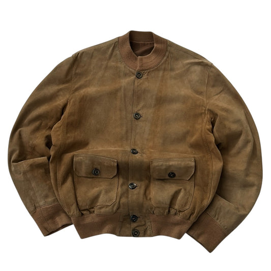 Vintage Suede Button Up Bomber Jacket