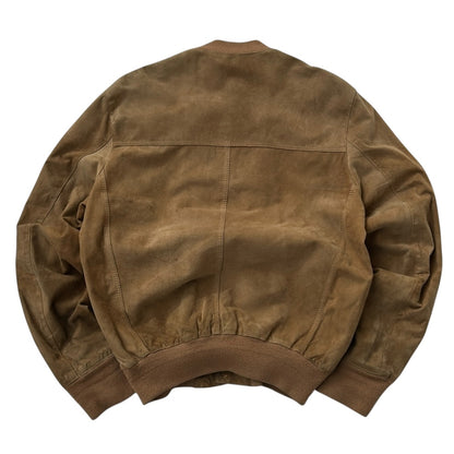 Vintage Suede Button Up Bomber Jacket