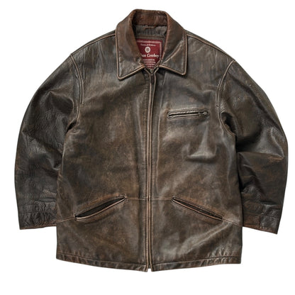 Vintage Urban Cowboy Aged Style Brown Leather Jacket