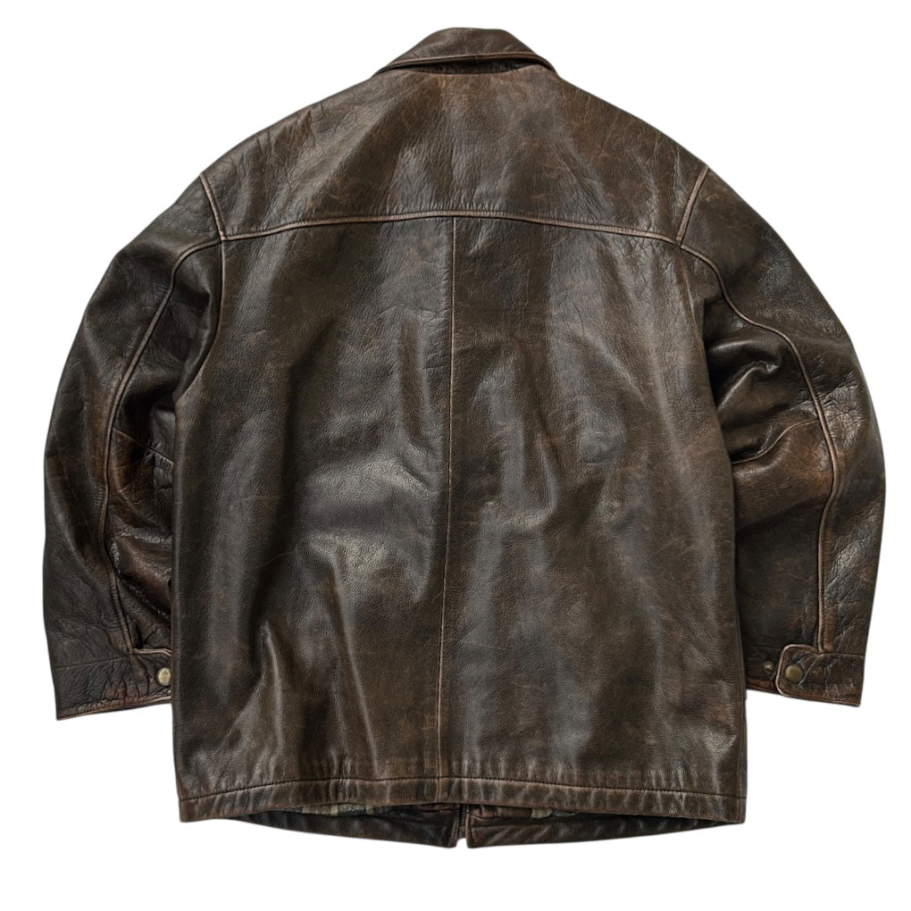 Vintage Urban Cowboy Aged Style Brown Leather Jacket