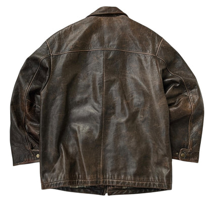 Vintage Urban Cowboy Aged Style Brown Leather Jacket