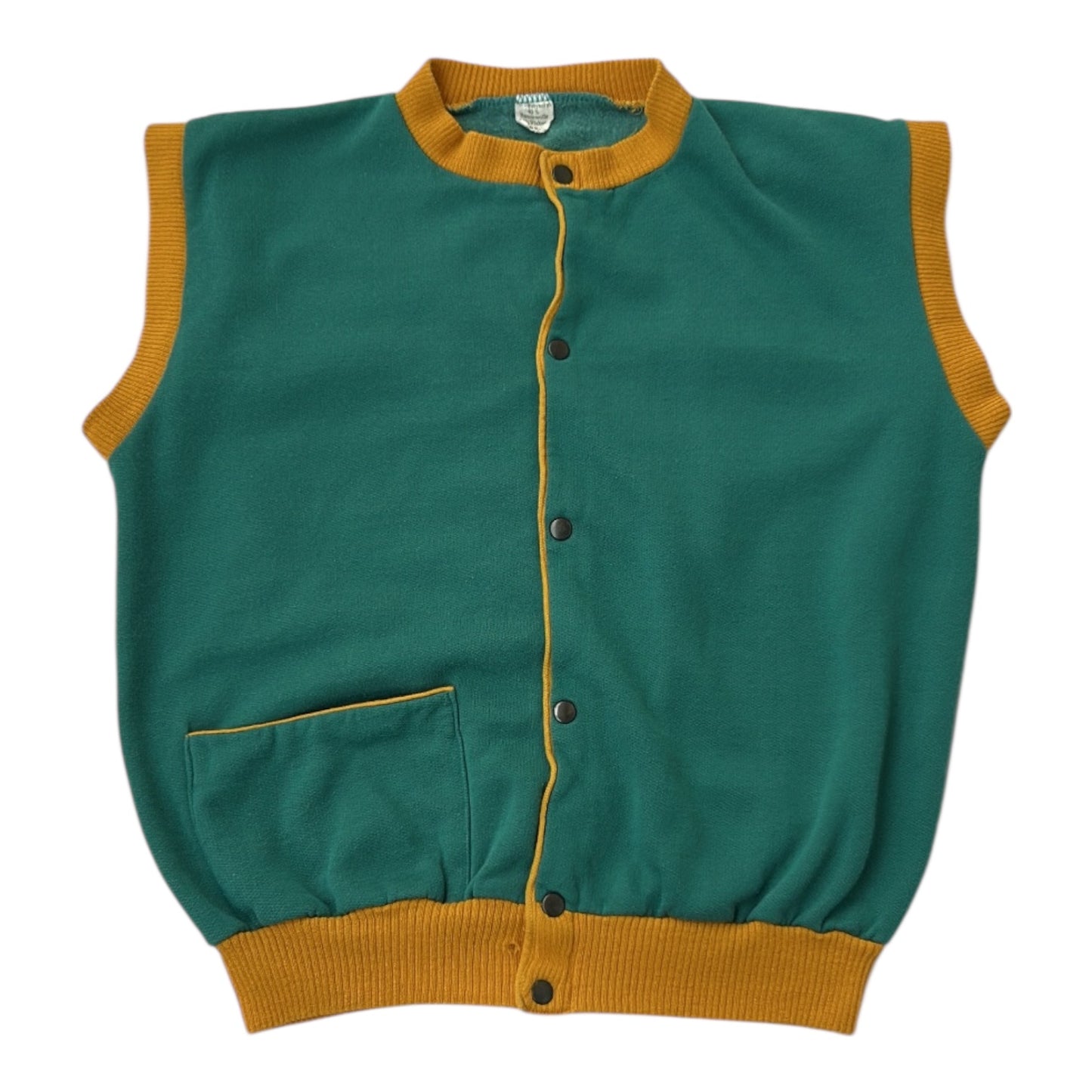 Vintage Green x Yellow Full Button Up Vest Jacket