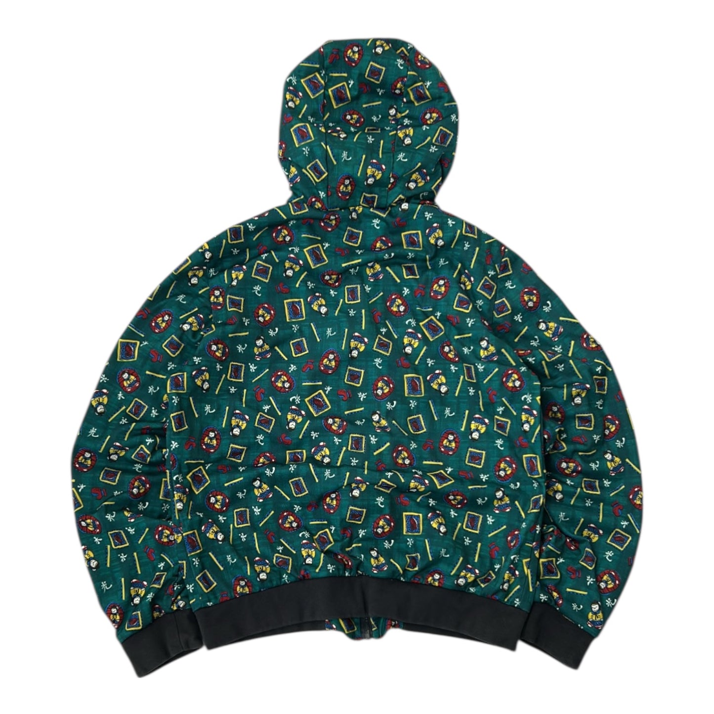 Vintage Dark Green Graphic Full Zip Hooded Jacket