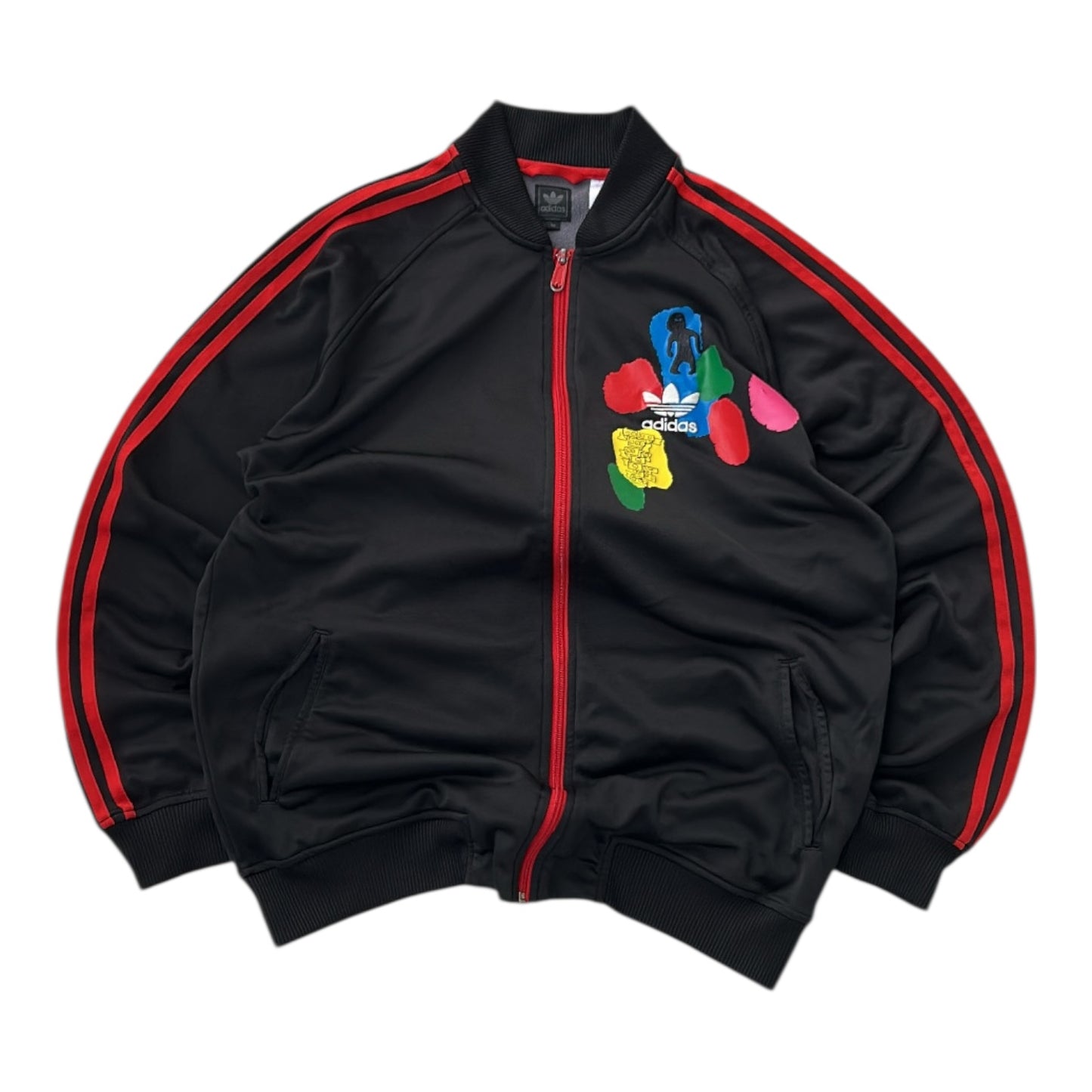 Adidas Black x Red Lines Graphic Track Full Zip Jacket