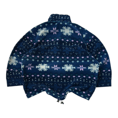 vintage Snowflake Pattern Adjustable Full Zip Fleece Jacket