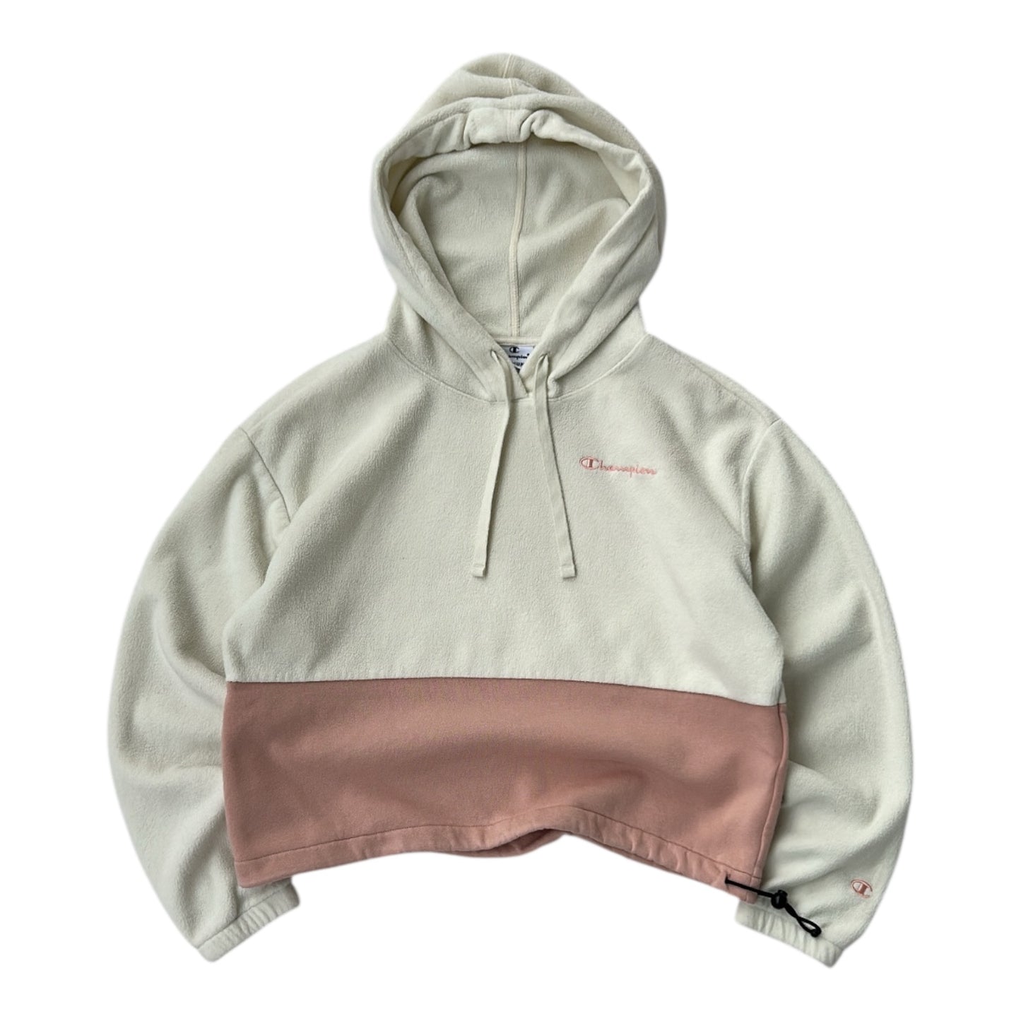 Champion pink x white fleece Adjustable hoodie