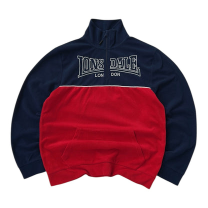 Lonsdale London Navy x Red 1/4 Zip Fleece