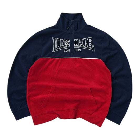 Lonsdale London Navy x Red 1/4 Zip Fleece