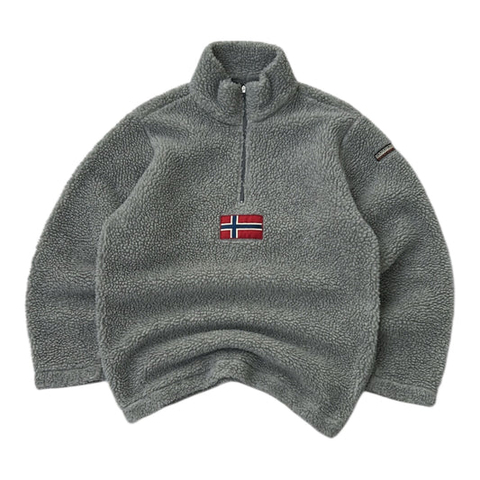 Napapijri Grey Fuzzy 1/4 Zip Adjustable Fleece