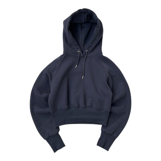 Dusty Blue Cropped Hoodie With Inner Fleece Material
