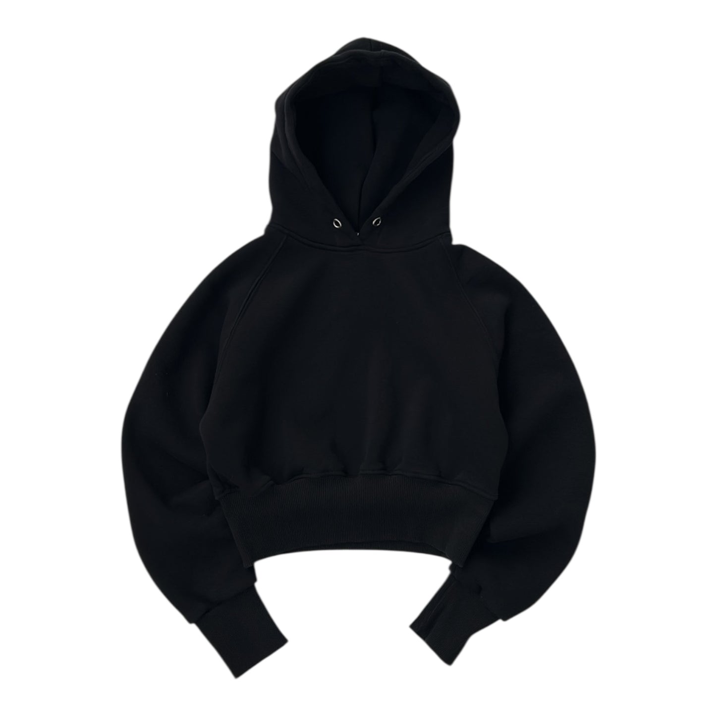 Black Cropped Hoodie With inner Fleece material