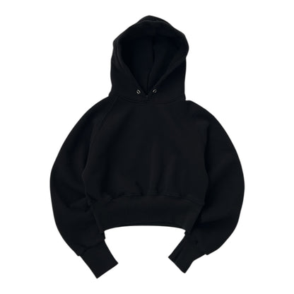 Black Cropped Hoodie With inner Fleece material