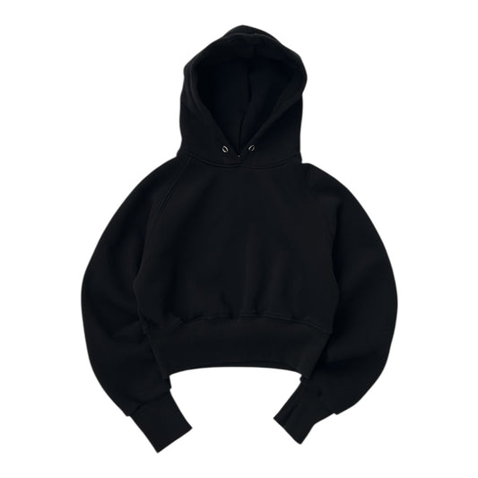 Black Cropped Hoodie With inner Fleece material