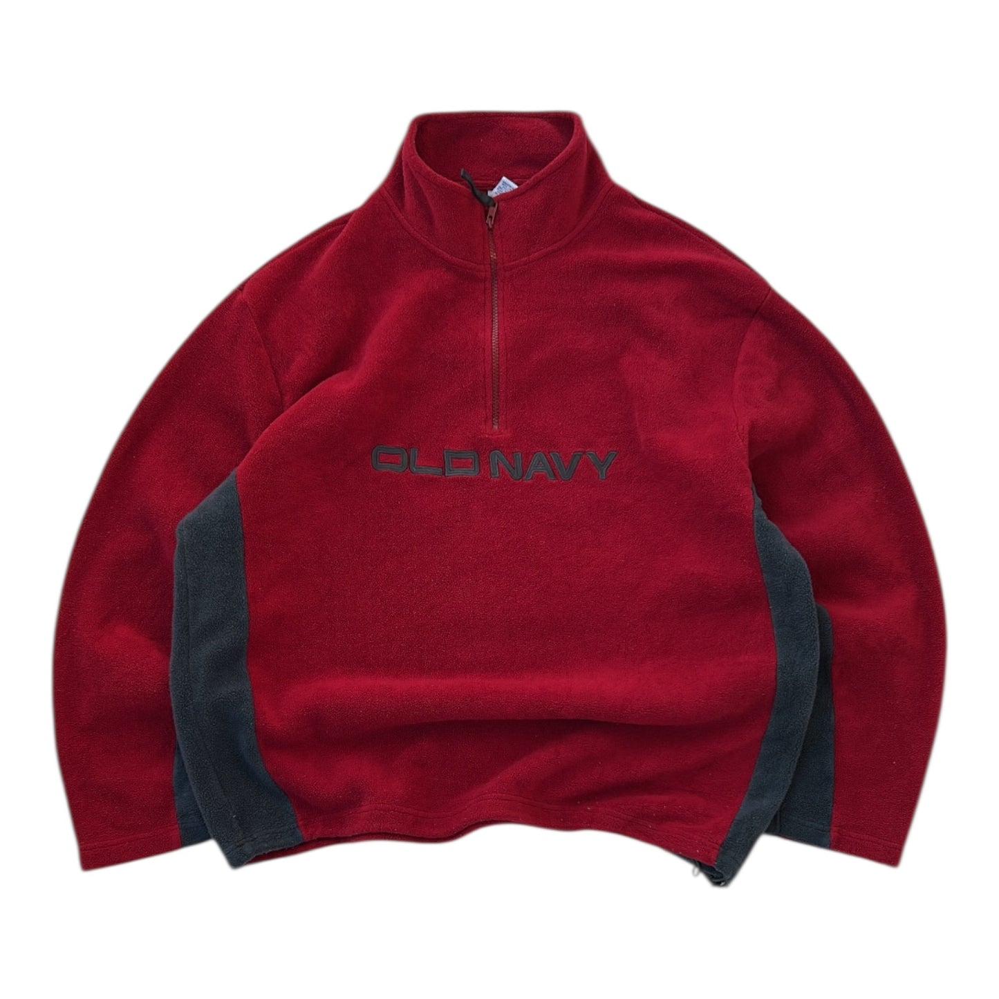 Old Navy Red x Grey Full Zip Fleece Adjustable Jacket