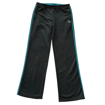 Dark Grey Adidas Joggers With Turquoise Stripes