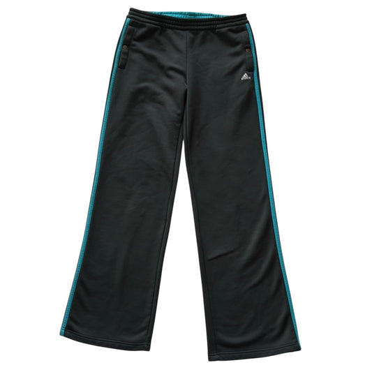 Dark Grey Adidas Joggers With Turquoise Stripes