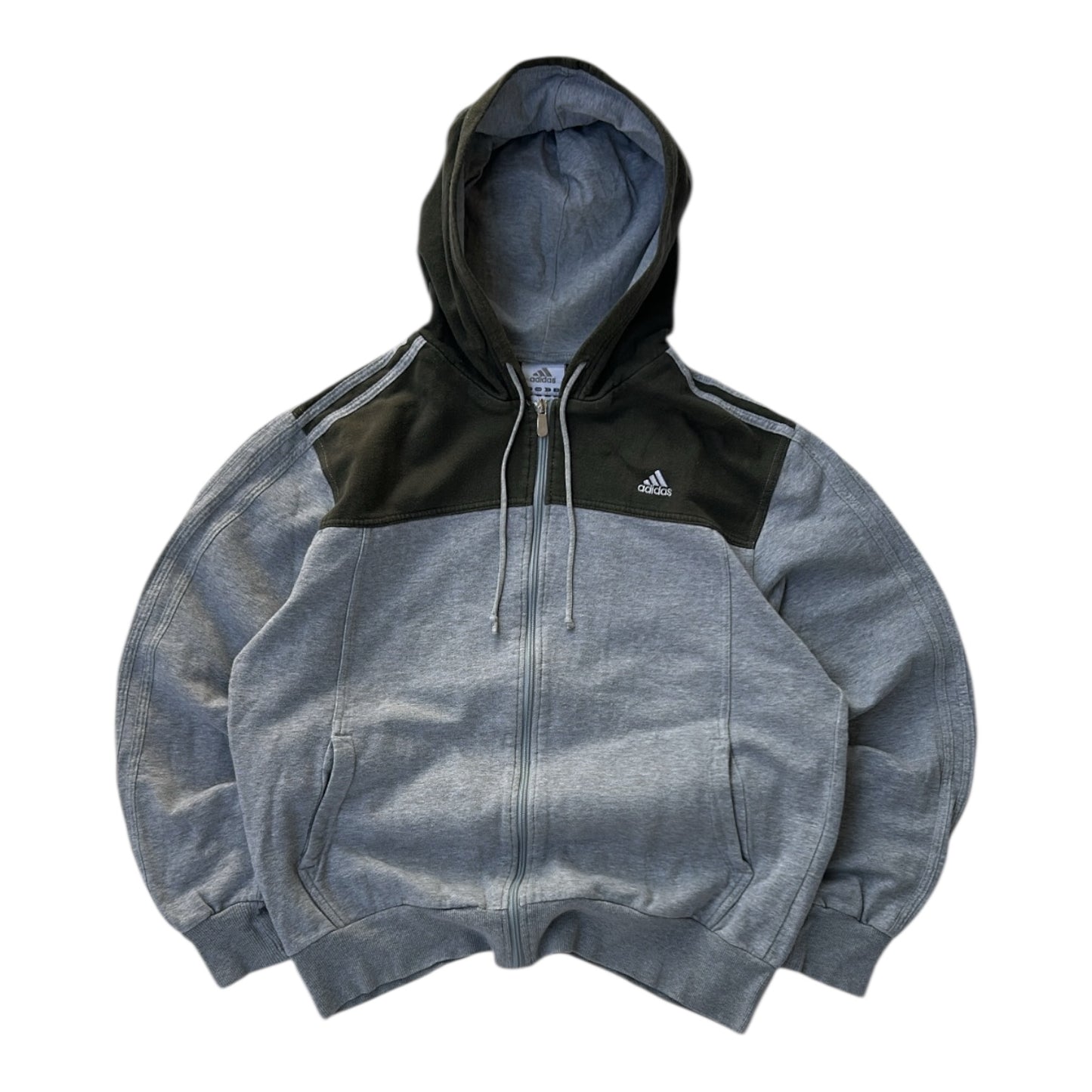 Adidas Grey x Khaki Hooded Full Zip Jacket
