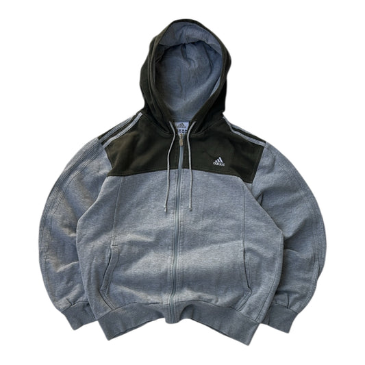 Adidas Grey x Khaki Hooded Full Zip Jacket
