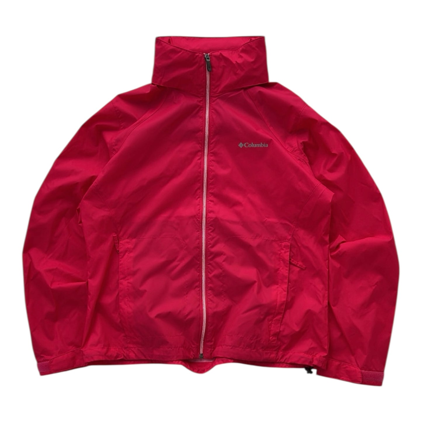 Columbia Hot Pink Light Full Zip Windbreaker Adjustable Jacket With Hidden Hoodie