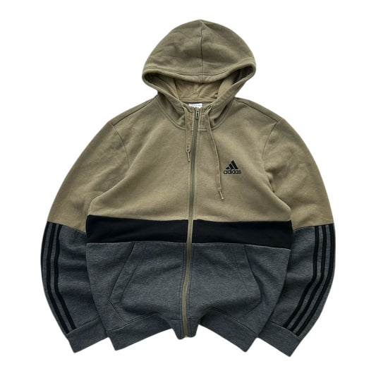 Adidas Grey x Khaki Hooded Full Zip Jacket