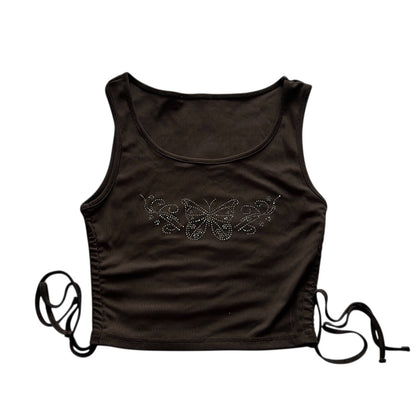Butterfly Glitter Graphic Scrunched Top