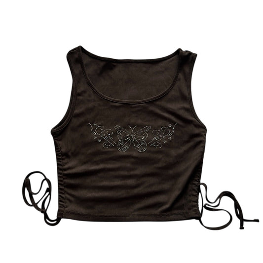 Butterfly Glitter Graphic Scrunched Top