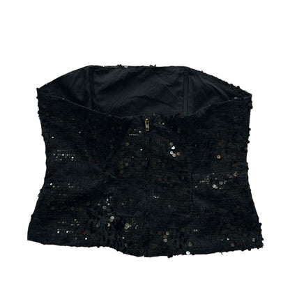Sequin Glam Strapless Corset Top(Back Zip)