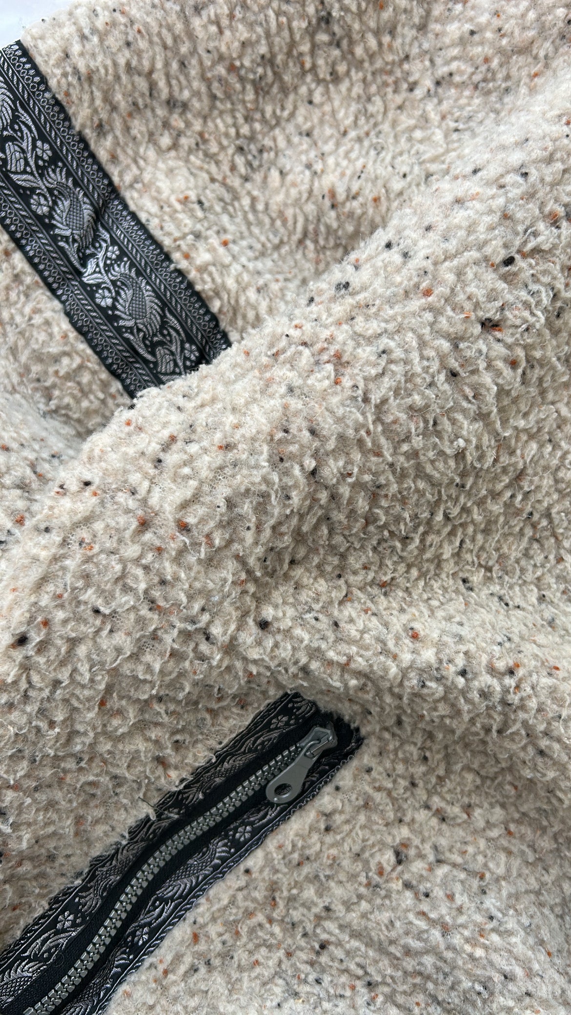 DANY made in italy quilted thick fuzzy fleece full zip adjustable jacket
